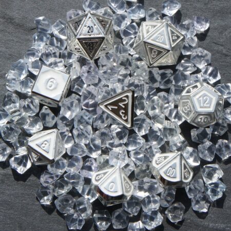 metal dnd dice - silver white